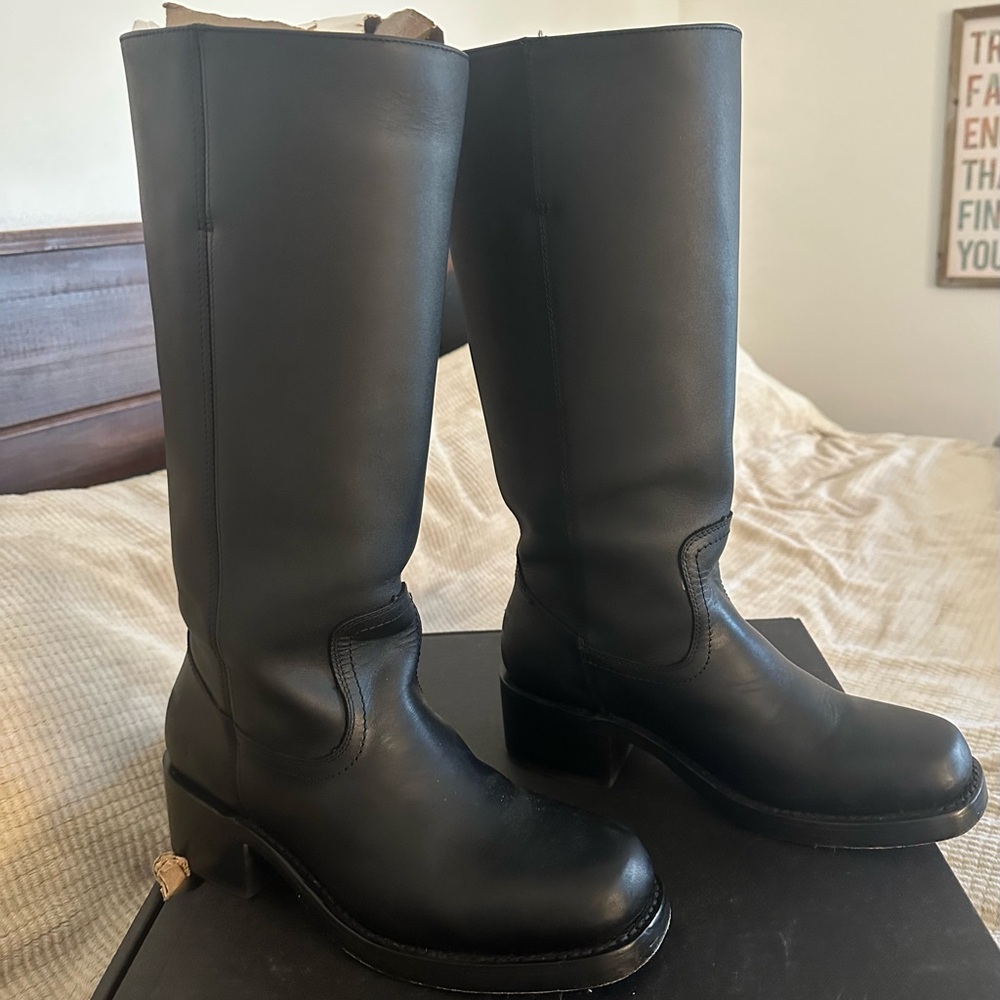 Frye Black Campus Boots Extended Calf 14L - Picture 10 of 14